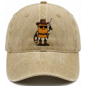 Cowboy Chicken Nugget Washed Cotton Baseball Cap Funny Food Gift TS12 Print Your Wear