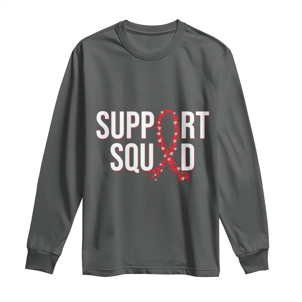 HIV AIDS Awareness Fighter Long Sleeve Shirt Support Squad Gift TS12 Dark Heather Print Your Wear