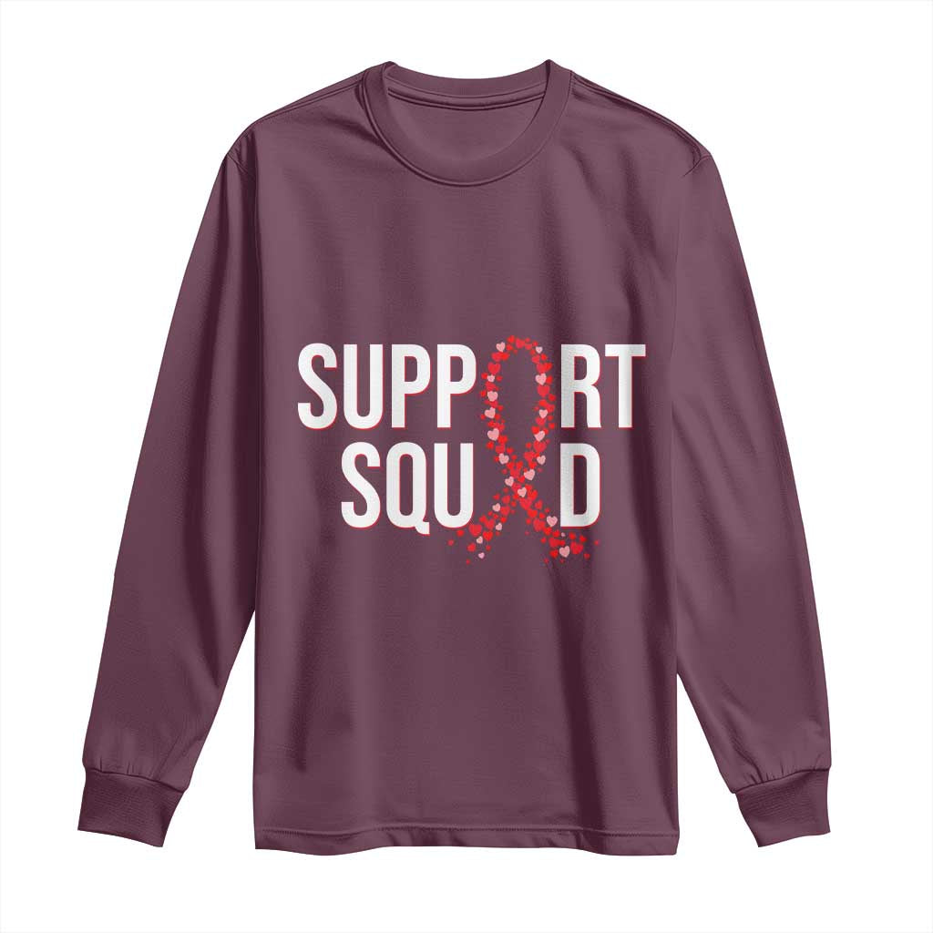HIV AIDS Awareness Fighter Long Sleeve Shirt Support Squad Gift TS12 Maroon Print Your Wear