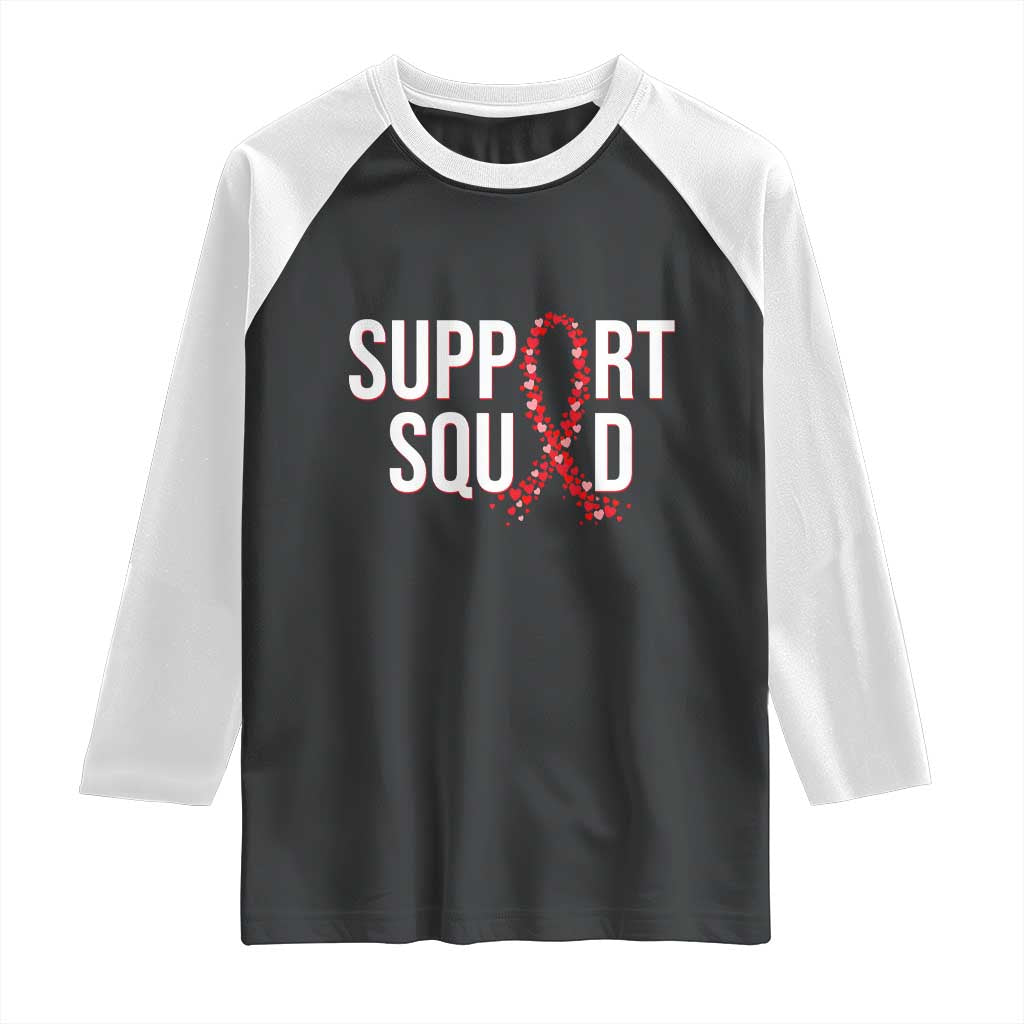 HIV AIDS Awareness Fighter Raglan Shirt Support Squad Gift TS12 Black White Print Your Wear