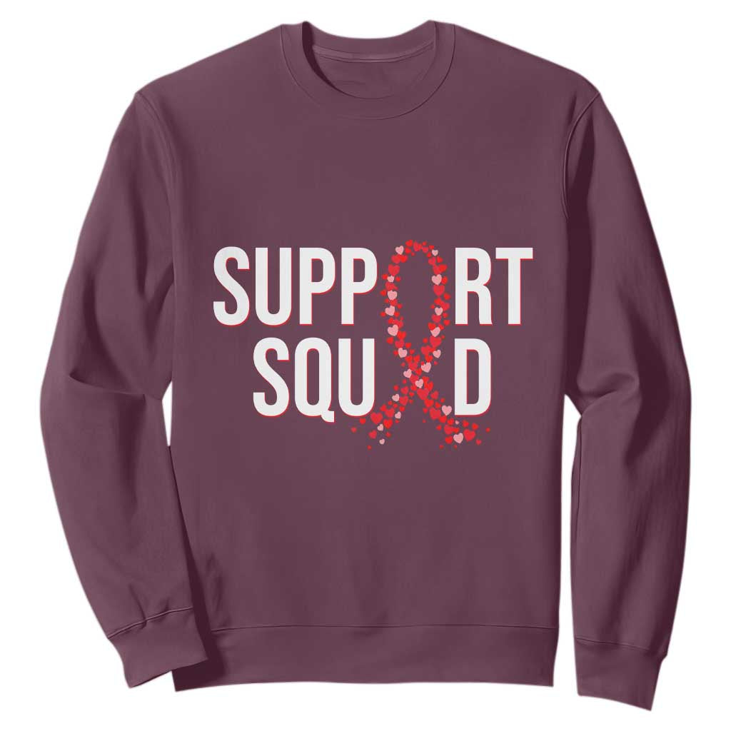 HIV AIDS Awareness Fighter Sweatshirt Support Squad Gift TS12 Maroon Print Your Wear