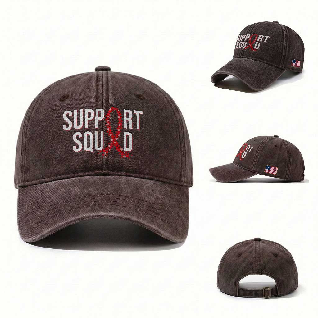 HIV AIDS Awareness Fighter Washed Cotton Baseball Cap Support Squad Gift TS12 Washed Cap Universal Fit Dark Brown Print Your Wear