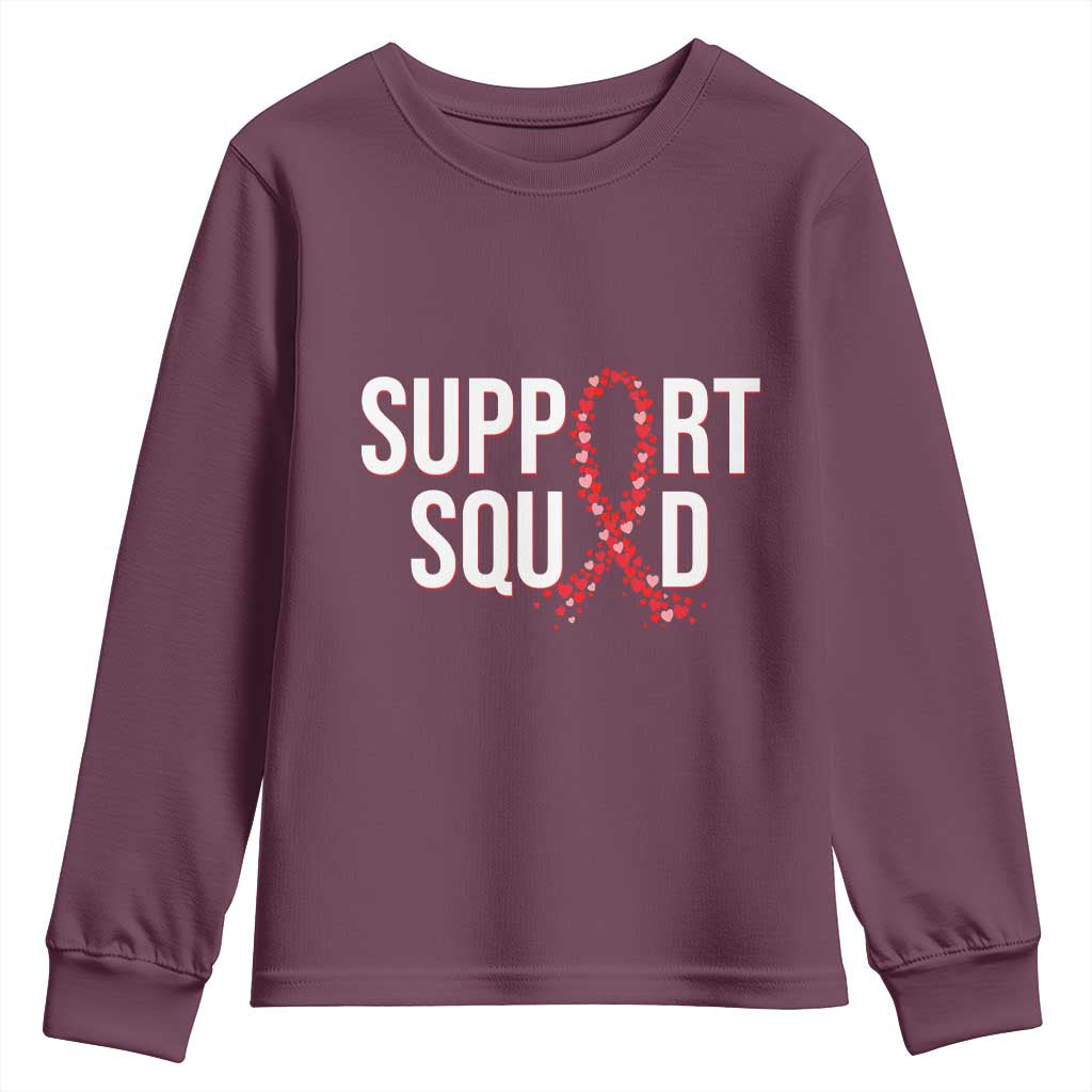 HIV AIDS Awareness Fighter Youth Sweatshirt Support Squad Gift TS12 Maroon Print Your Wear