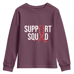 HIV AIDS Awareness Fighter Youth Sweatshirt Support Squad Gift TS12 Maroon Print Your Wear