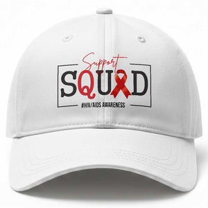 Support Squad Red Ribbon HIV AIDS Awareness Month Gift Baseball Cap TS12 Print Your Wear