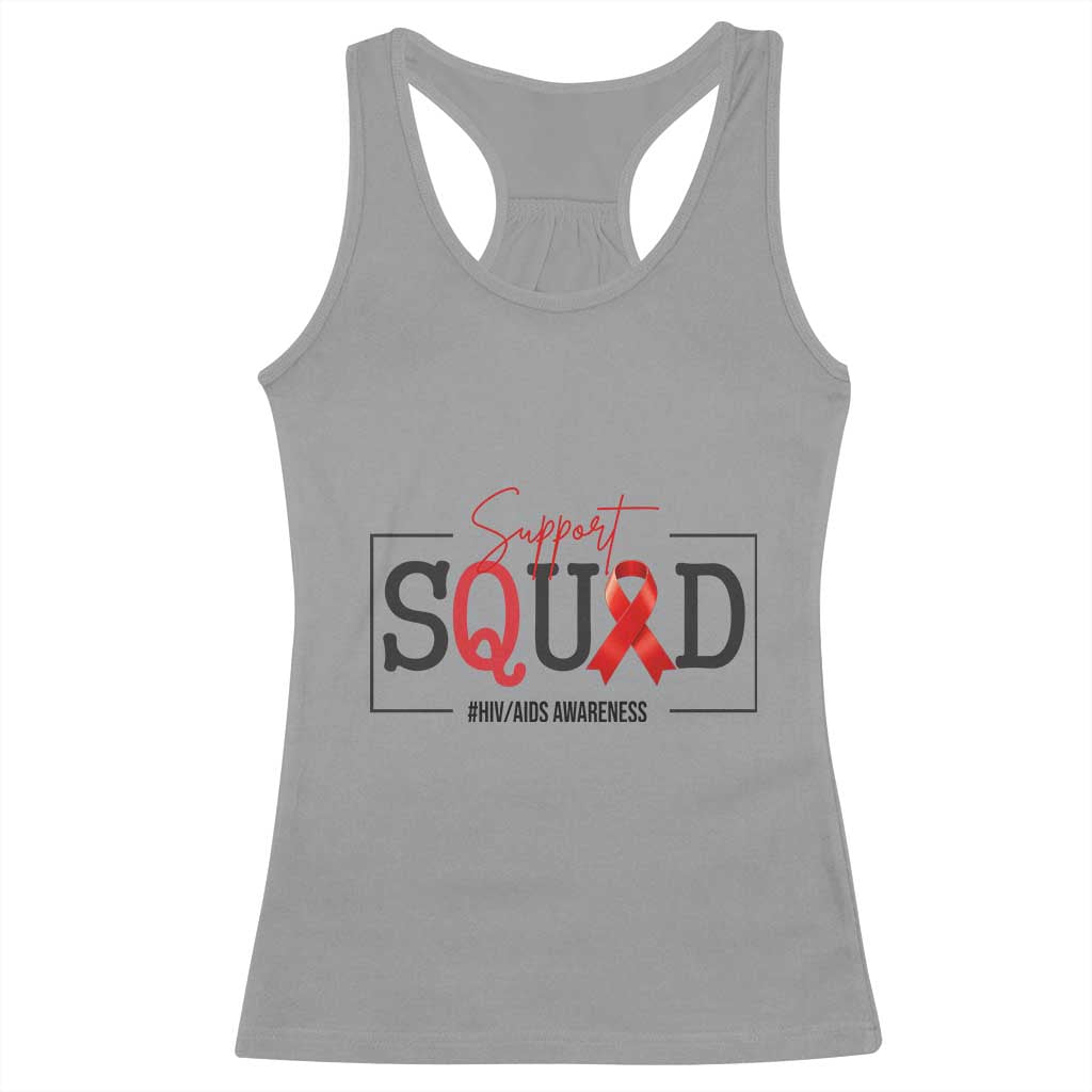 Support Squad Red Ribbon HIV AIDS Awareness Month Gift Racerback Tank Top TS12 Sport Gray Print Your Wear