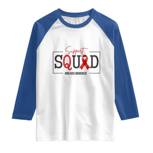 Support Squad Red Ribbon HIV AIDS Awareness Month Gift Raglan Shirt TS12 White Royal Print Your Wear