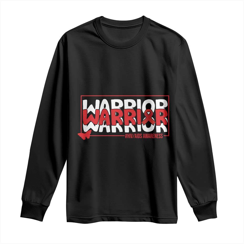 HIV Awareness Warrior Long Sleeve Shirt Red Ribbon Fighter Gift TS12 Black Print Your Wear