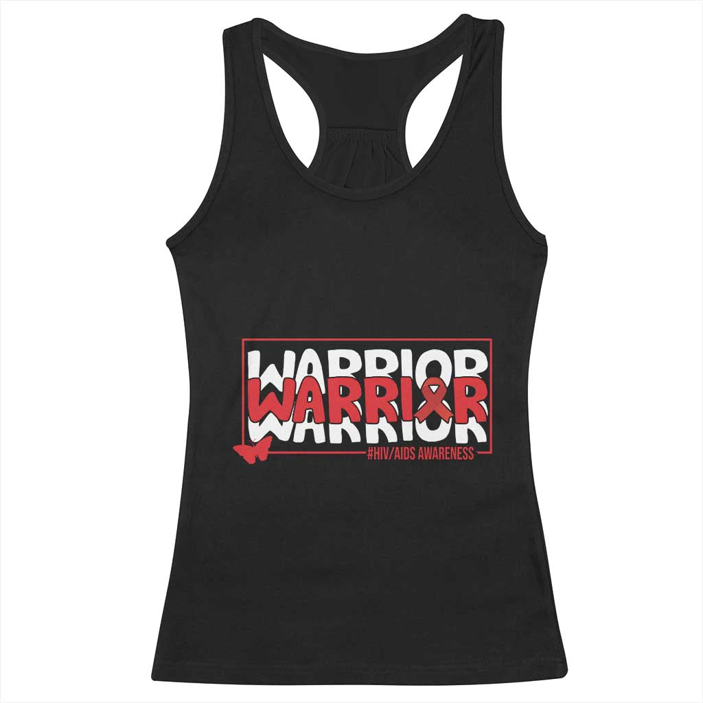 HIV Awareness Warrior Racerback Tank Top Red Ribbon Fighter Gift TS12 Black Print Your Wear