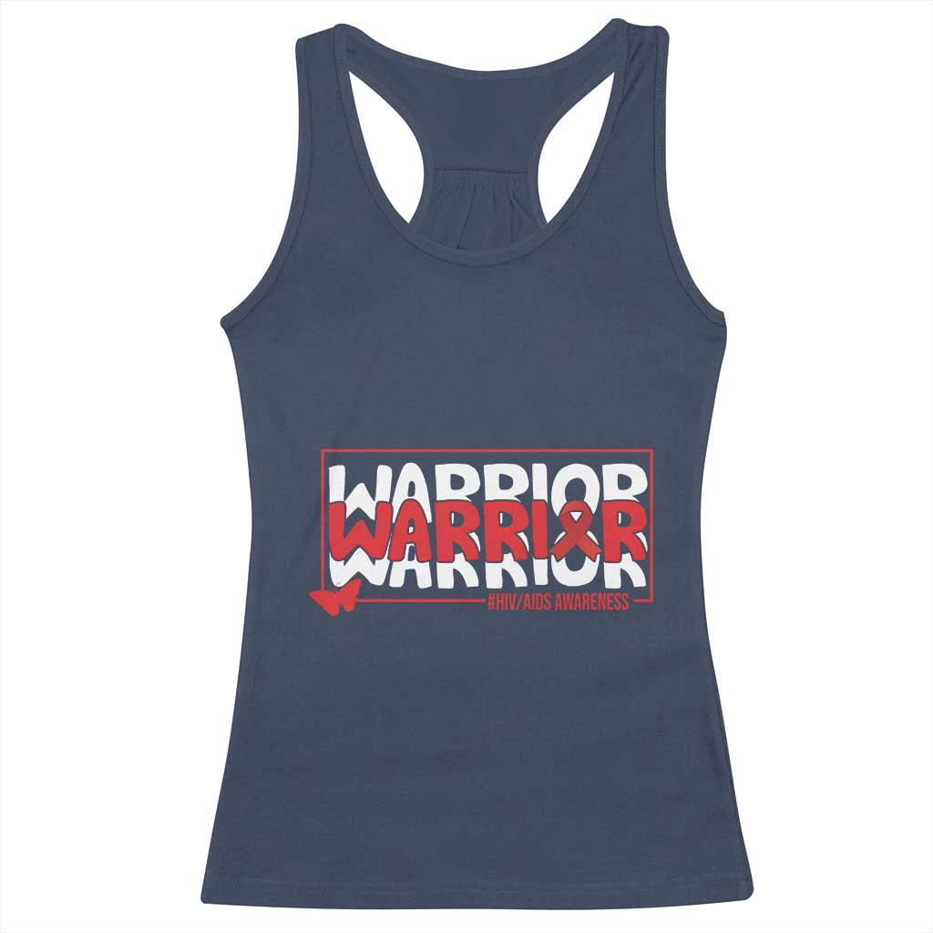 HIV Awareness Warrior Racerback Tank Top Red Ribbon Fighter Gift TS12 Navy Print Your Wear