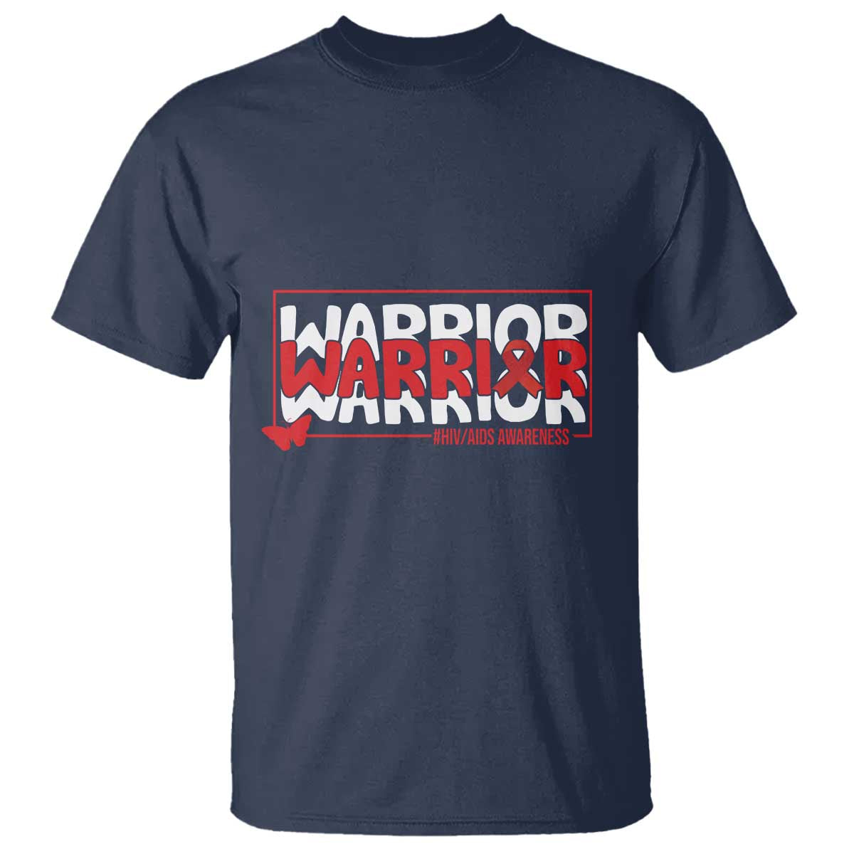 HIV Awareness Warrior T Shirt Red Ribbon Fighter Gift TS12 Navy Print Your Wear