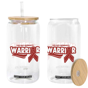 HIV Awareness Warrior Glass Can Red Ribbon Support Gift TS12 Print Your Wear