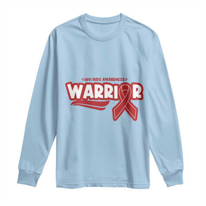 HIV Awareness Warrior Long Sleeve Shirt Red Ribbon Support Gift TS12 Light Blue Print Your Wear