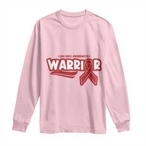 HIV Awareness Warrior Long Sleeve Shirt Red Ribbon Support Gift TS12 Light Pink Print Your Wear