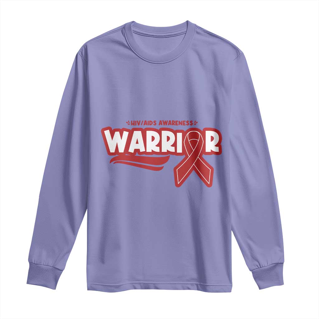HIV Awareness Warrior Long Sleeve Shirt Red Ribbon Support Gift TS12 Violet Print Your Wear