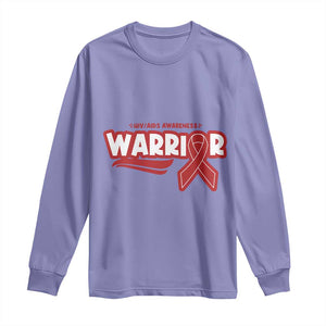 HIV Awareness Warrior Long Sleeve Shirt Red Ribbon Support Gift TS12 Violet Print Your Wear