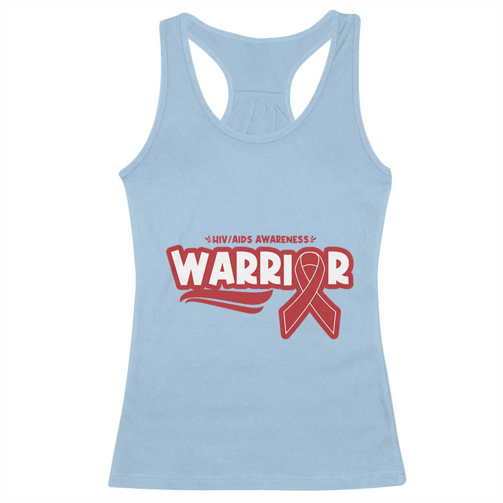 HIV Awareness Warrior Racerback Tank Top Red Ribbon Support Gift TS12 Light Blue Print Your Wear