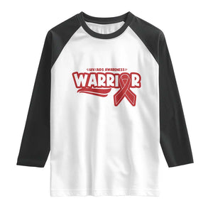 HIV Awareness Warrior Raglan Shirt Red Ribbon Support Gift TS12 White Black Print Your Wear