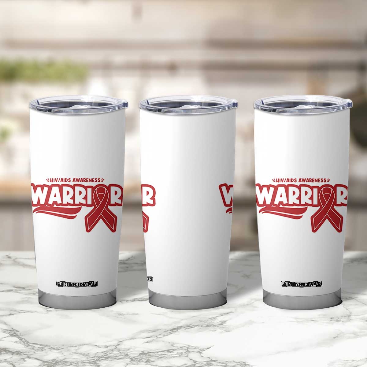 HIV Awareness Warrior Tumbler Cup Red Ribbon Support Gift TS12 Print Your Wear