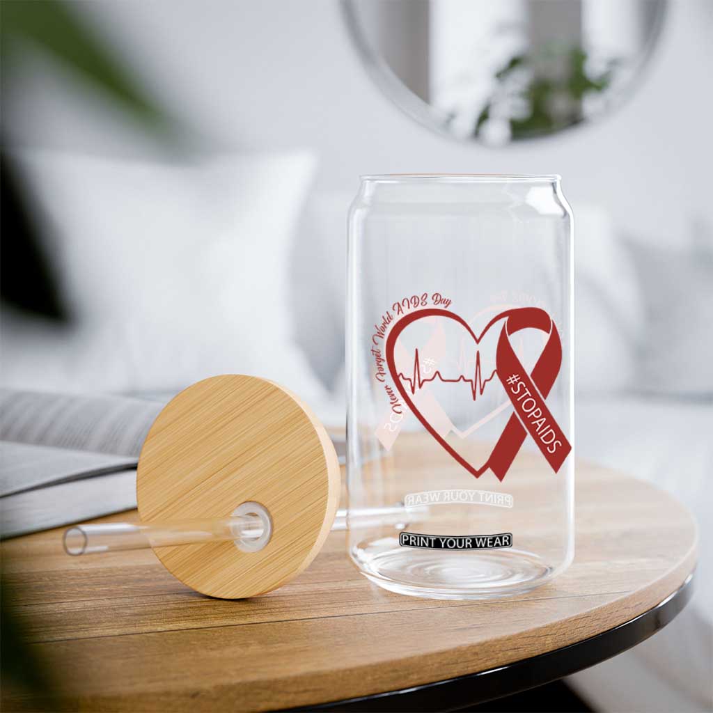Never Forget World AIDS Day Glass Can Red Ribbon HIV Awareness Gift TS12 Print Your Wear