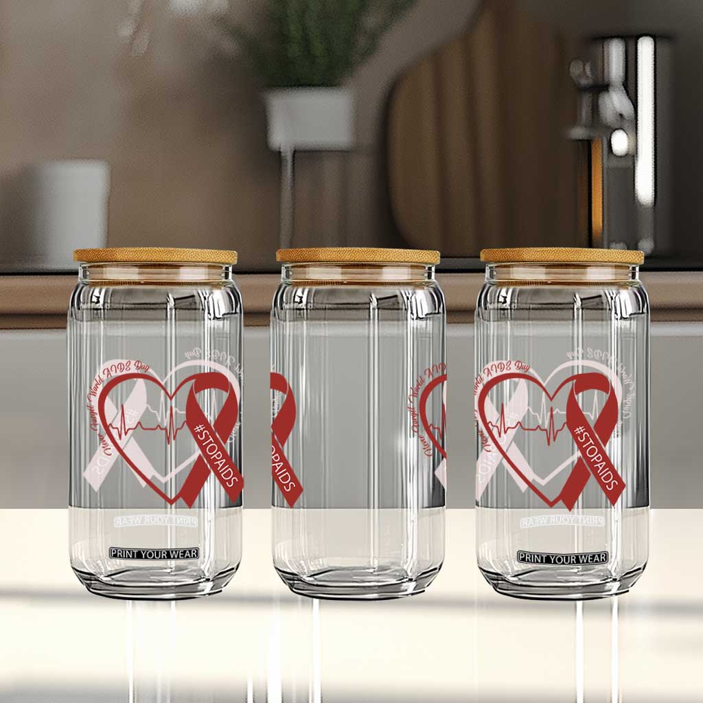 Never Forget World AIDS Day Glass Can Red Ribbon HIV Awareness Gift TS12 Print Your Wear