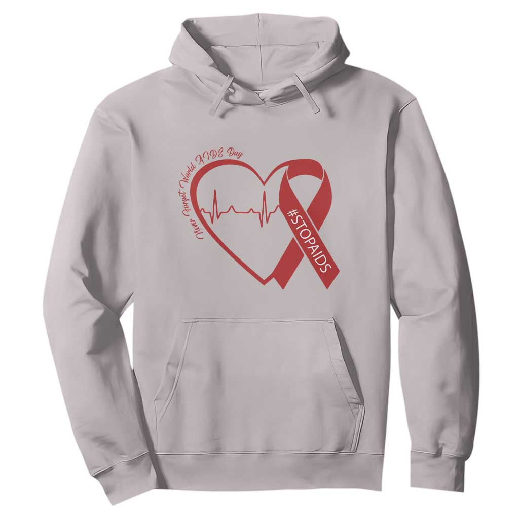 Never Forget World AIDS Day Hoodie Red Ribbon HIV Awareness Gift TS12 Ice Gray Print Your Wear
