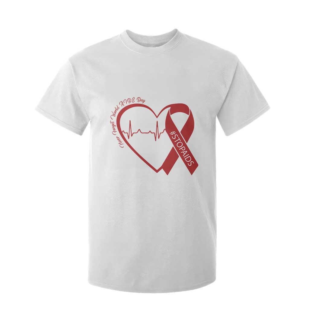 Never Forget World AIDS Day T Shirt For Kid Red Ribbon HIV Awareness Gift TS12 White Print Your Wear