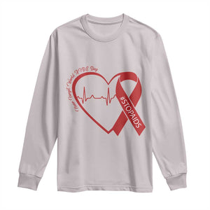 Never Forget World AIDS Day Long Sleeve Shirt Red Ribbon HIV Awareness Gift TS12 Ice Gray Print Your Wear