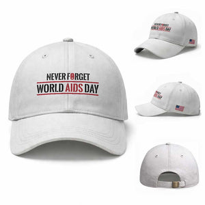 World AIDS Day Never Forget Baseball Cap Red Ribbon Support Gift TS12 Baseball Cap Universal Fit White Print Your Wear