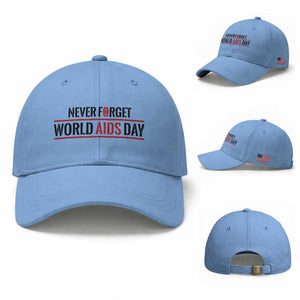 World AIDS Day Never Forget Baseball Cap Red Ribbon Support Gift TS12 Baseball Cap Universal Fit Light Blue Print Your Wear