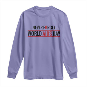 World AIDS Day Never Forget Long Sleeve Shirt Red Ribbon Support Gift TS12 Violet Print Your Wear