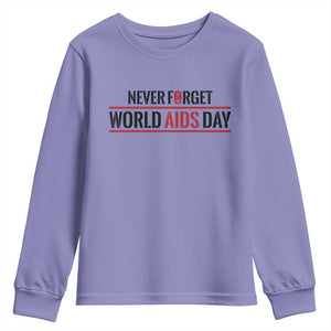 World AIDS Day Never Forget Youth Sweatshirt Red Ribbon Support Gift TS12 Violet Print Your Wear