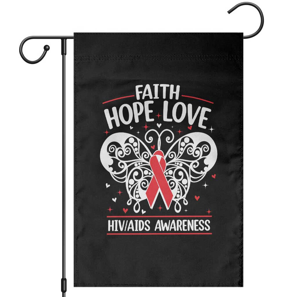 Red Ribbon Faith Hope Love Garden Flag World AIDS Day Gift TS12 Black Print Your Wear