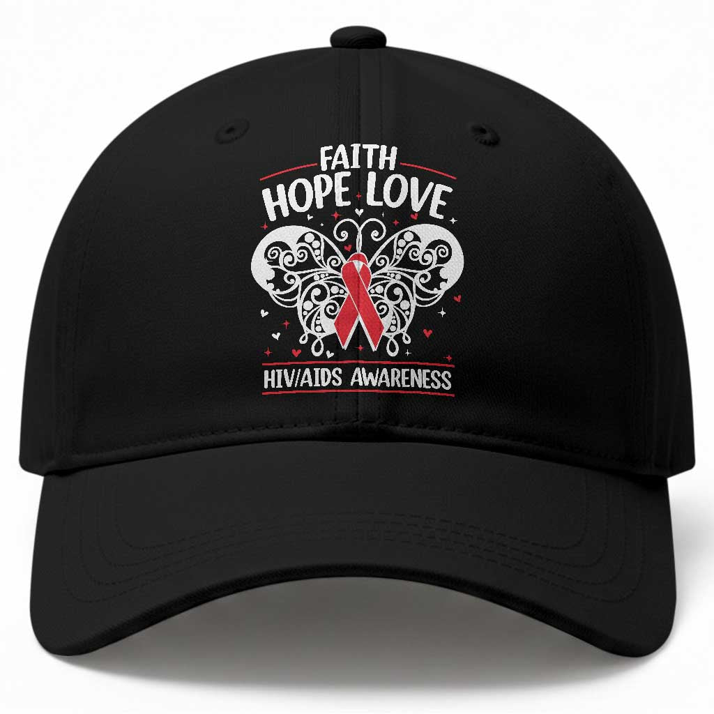 Red Ribbon Faith Hope Love Baseball Cap World AIDS Day Gift TS12 Print Your Wear