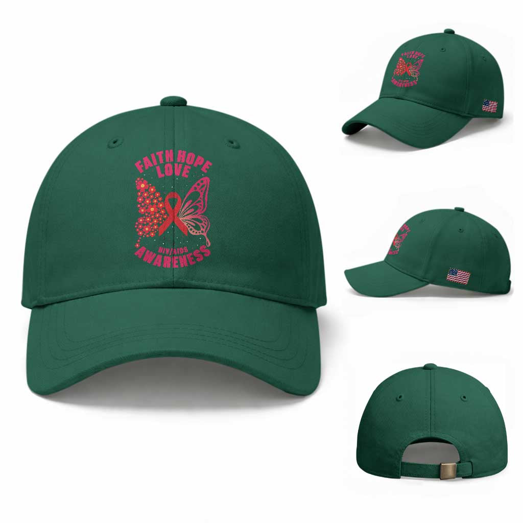 Faith Hope Love HIV Butterfly Baseball Cap Awareness Month Gift TS12 Baseball Cap Universal Fit Irish Green Print Your Wear