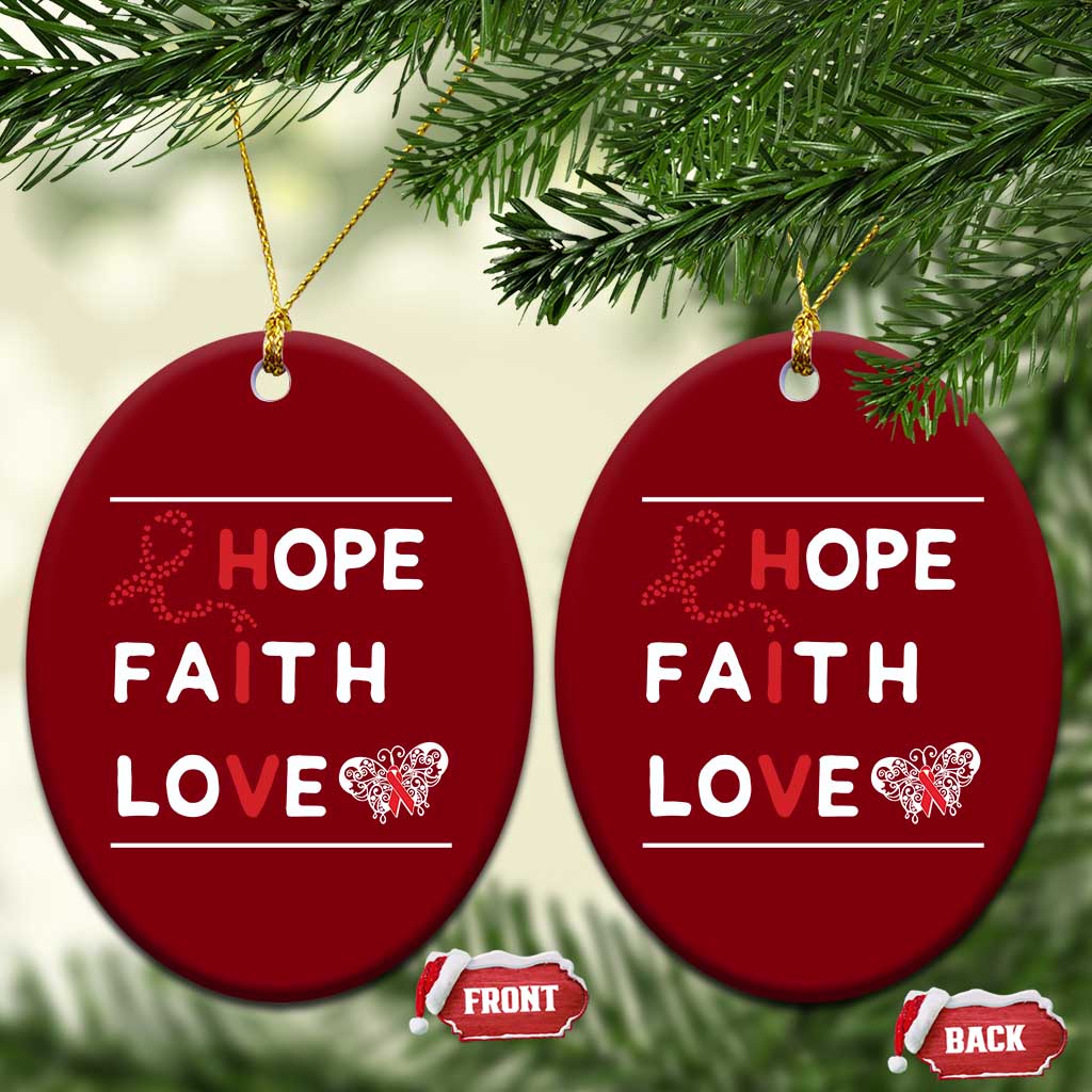 Faith Hope Love HIV AIDS Awareness Ceramic Ornament Hope Strength Empowerment Gift TS12 Print Your Wear