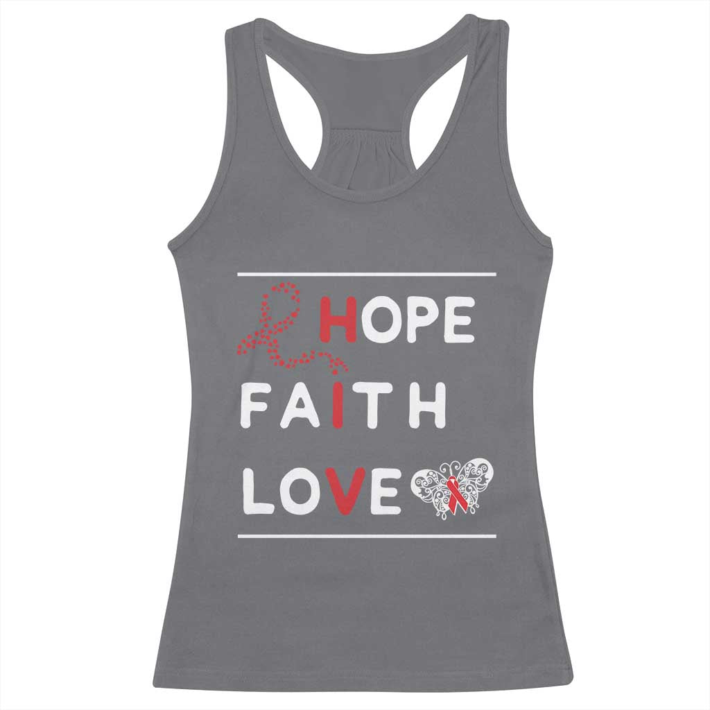 Faith Hope Love HIV AIDS Awareness Racerback Tank Top Hope Strength Empowerment Gift TS12 Charcoal Print Your Wear