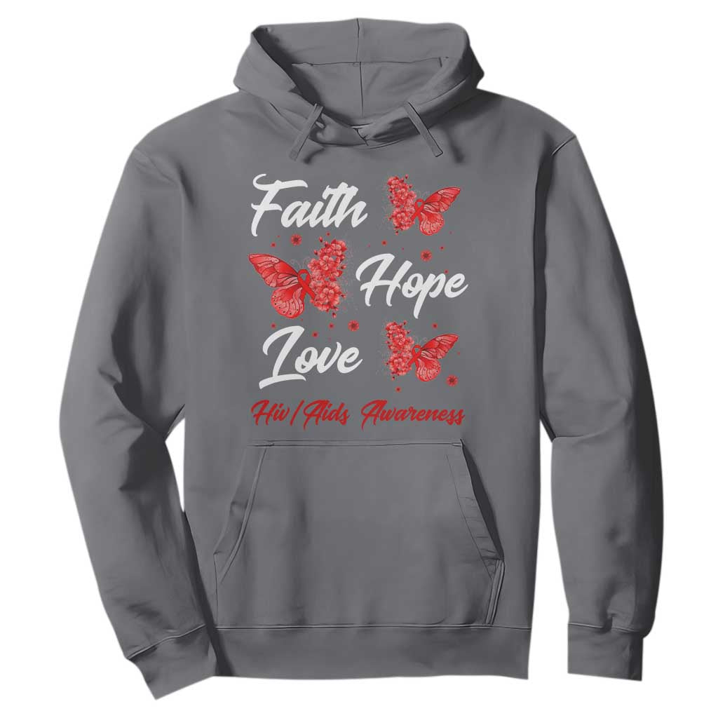 Faith Hope Love HIV AIDS Awareness Butterfly Gift Hoodie TS12 Charcoal Print Your Wear