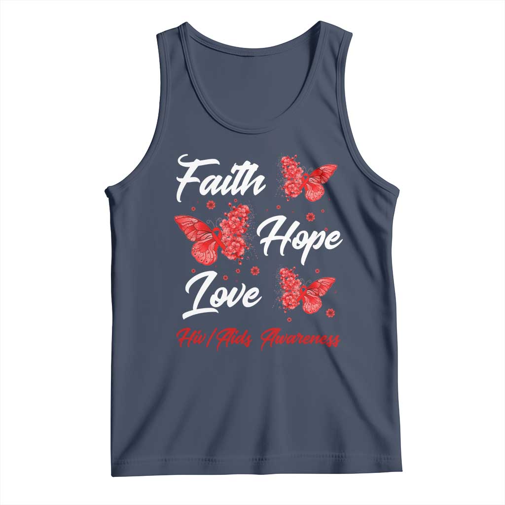 Faith Hope Love HIV AIDS Awareness Butterfly Gift Tank Top TS12 Navy Print Your Wear