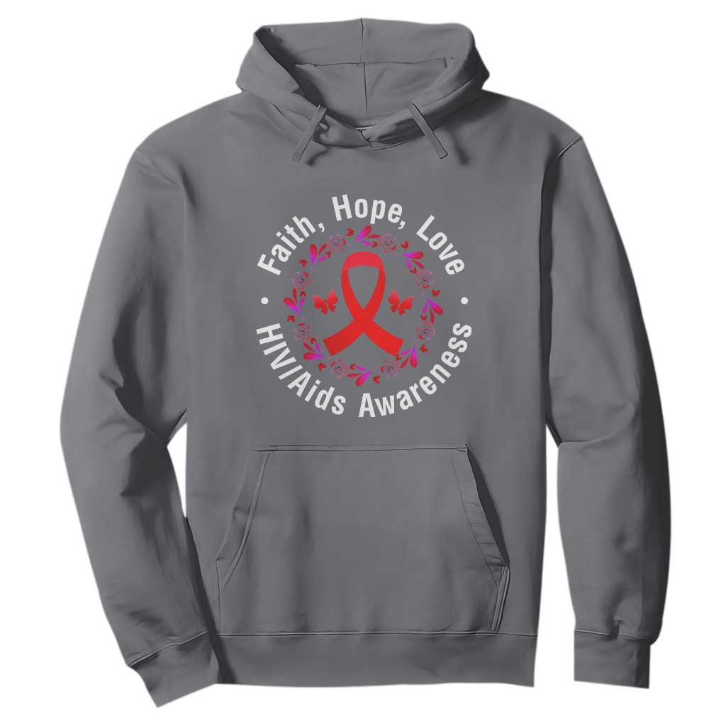 HIV Awareness Empowerment Gift Hoodie Faith Hope Love TS12 Charcoal Print Your Wear