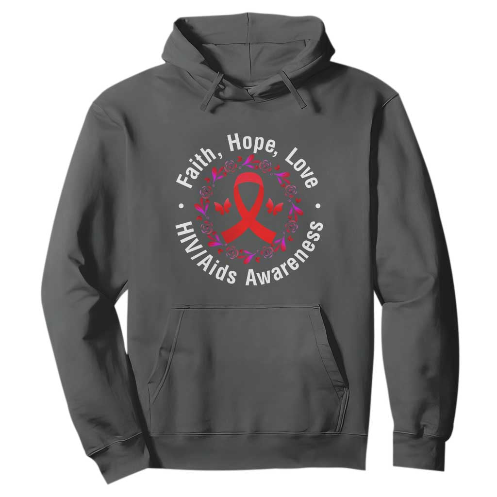 HIV Awareness Empowerment Gift Hoodie Faith Hope Love TS12 Dark Heather Print Your Wear