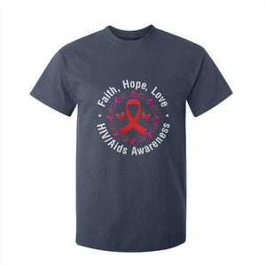 HIV Awareness Empowerment Gift T Shirt For Kid Faith Hope Love TS12 Navy Print Your Wear