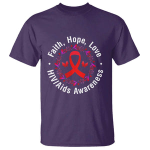 HIV Awareness Empowerment Gift T Shirt Faith Hope Love TS12 Purple Print Your Wear