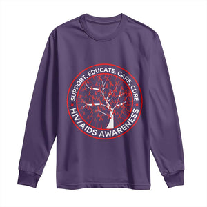 HIV AIDS Awareness Empowerment Gift Long Sleeve Shirt Support Educate Care Cure TS12 Purple Print Your Wear