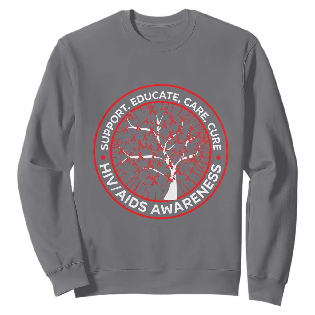 HIV AIDS Awareness Empowerment Gift Sweatshirt Support Educate Care Cure TS12 Charcoal Print Your Wear