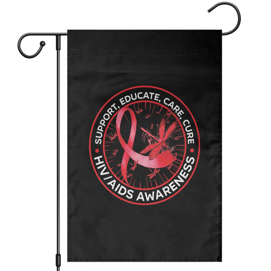Support Educate Care Cure Garden Flag HIV Awareness Month Gift TS12 Black Print Your Wear