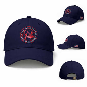Support Educate Care Cure Baseball Cap HIV Awareness Month Gift TS12 Baseball Cap Universal Fit Dark Blue Print Your Wear