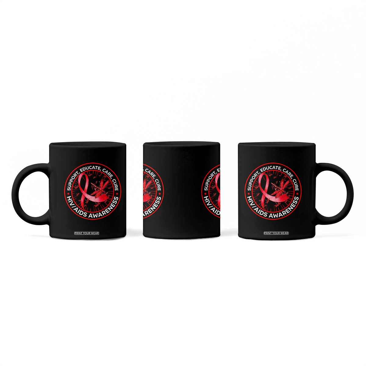 Support Educate Care Cure Coffee Mug HIV Awareness Month Gift TS12 Print Your Wear