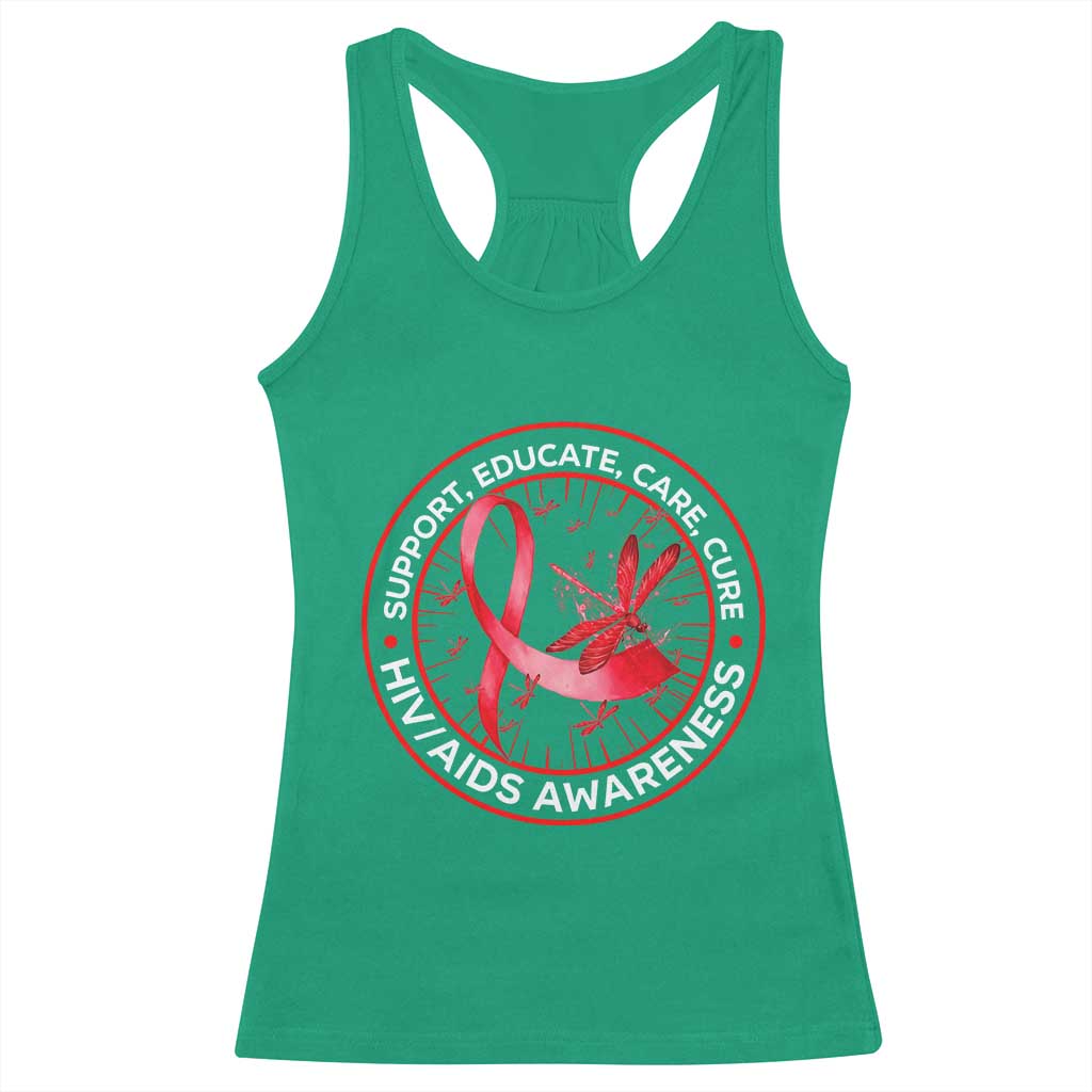 Support Educate Care Cure Racerback Tank Top HIV Awareness Month Gift TS12 Irish Green Print Your Wear