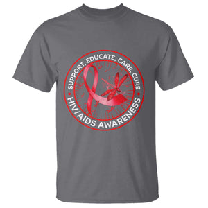 Support Educate Care Cure T Shirt HIV Awareness Month Gift TS12 Charcoal Print Your Wear
